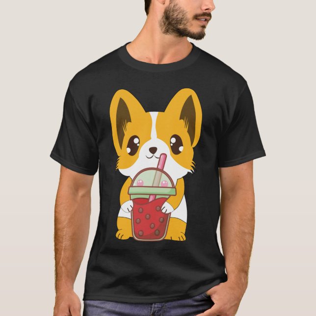 Camiseta Boba Corgi lindo perro bebe leche humor bibi & tin (Anverso)
