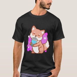 Camiseta Boba Cute Fox Bubble Tea Kawaii Neko Chicas Regalo