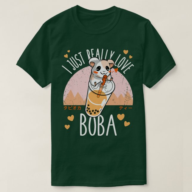 Camiseta Boba, el ratón femenino, un té de burbuja japonés  (Diseño del anverso)