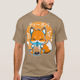 Camiseta Boba Fox bebe Kawaii Leche de burbuja de Fox japon