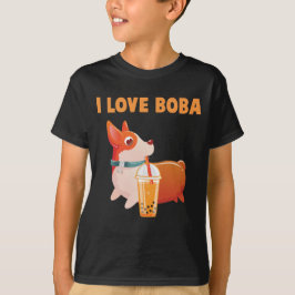Camiseta Boba galesa Corgi Pembroke Bubble Tea Kawaii Perro