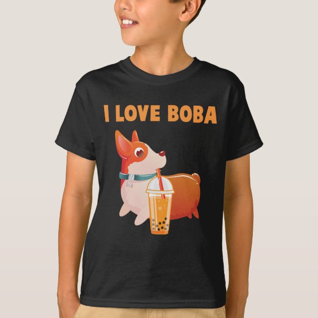 Camiseta Boba galesa Corgi Pembroke Bubble Tea Kawaii Perro (Anverso)