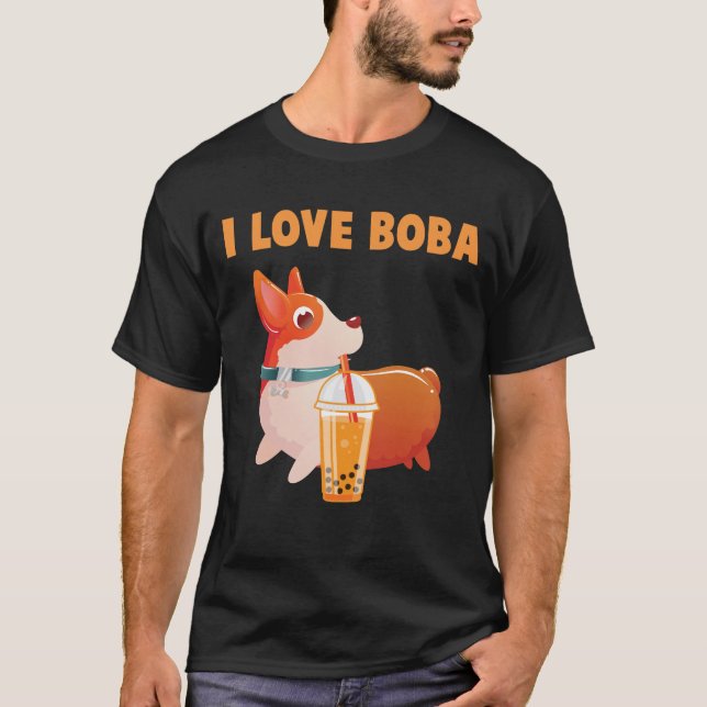 Camiseta Boba galesa Corgi Pembroke Bubble Tea Kawaii Perro (Anverso)