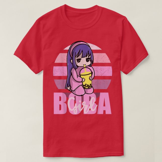 Camiseta Boba Girl Kawaii Anime Retro strawberry Sunset Gir (Diseño del anverso)