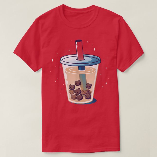 Camiseta Boba Kitties Anime Gats Boba Tea Bubble Japonés K (Diseño del anverso)