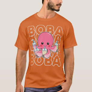 Camiseta Boba Leche de burbujas Tea Kawaii Octopus Gir rosa
