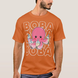 Camiseta Boba Leche de burbujas Tea Kawaii Octopus Gir rosa