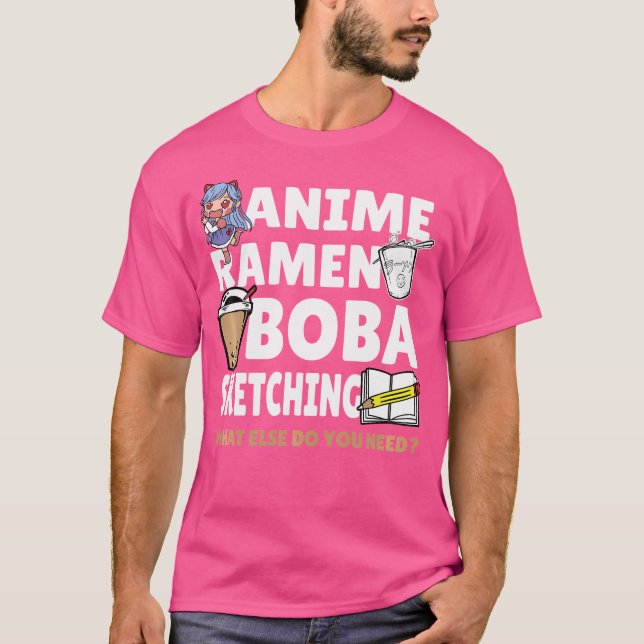 Camiseta Boba Leche Té Anime Ramen Boba Esbozando burbuja T (Anverso)