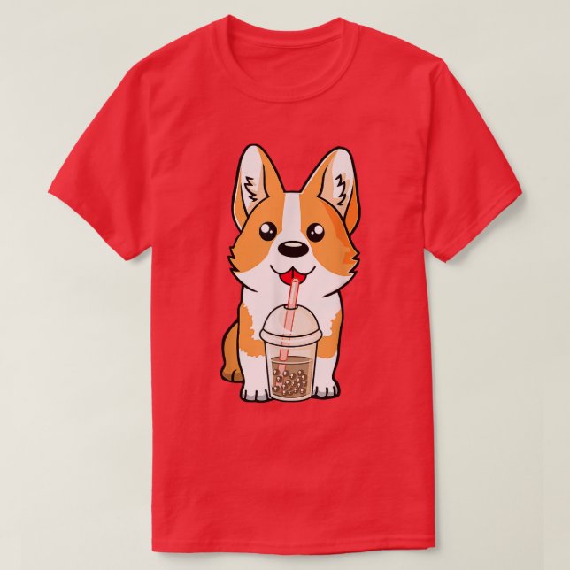 Camiseta Boba Milk Tea Corgi Dog Funny Puppy Lover Kawaii J (Diseño del anverso)