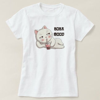 Camiseta Boba Mood Kawaii Gato Perezoso Estilo Japonés