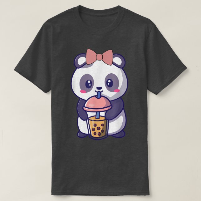 Camiseta Boba Panda Bebiendo Cute Kawaii Japonés  (Diseño del anverso)