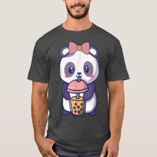 Camiseta Boba Panda Bebiendo Cute Kawaii Japonés 