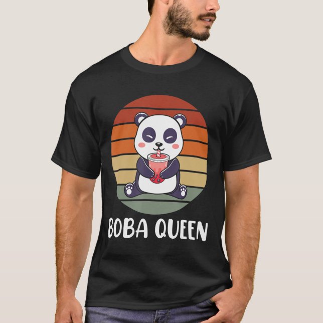 Camiseta Boba Queen Bubble Tea japonés Cute Panda Anime Ka (Anverso)