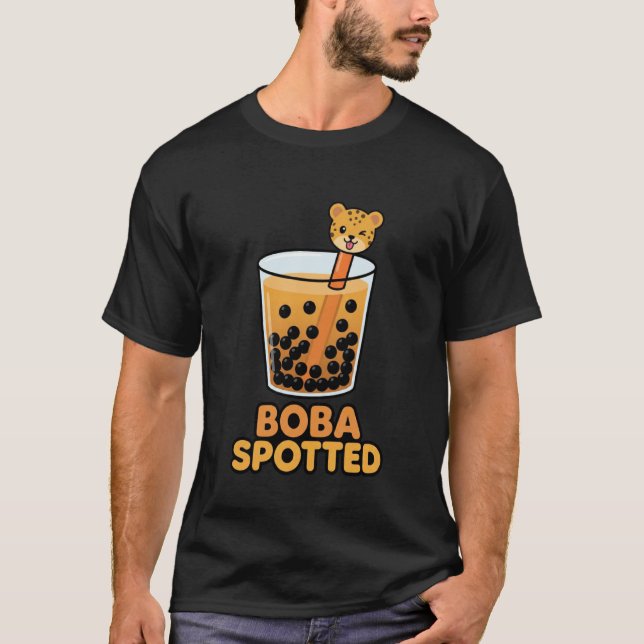 Camiseta Boba Spotted Cute Winking Leopard Bubble Tea Straw (Anverso)