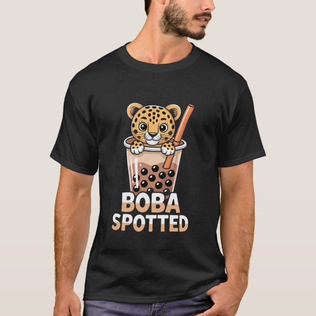 Camiseta Boba Spotted Funny Bubble Tea Leopard Cub (Anverso)