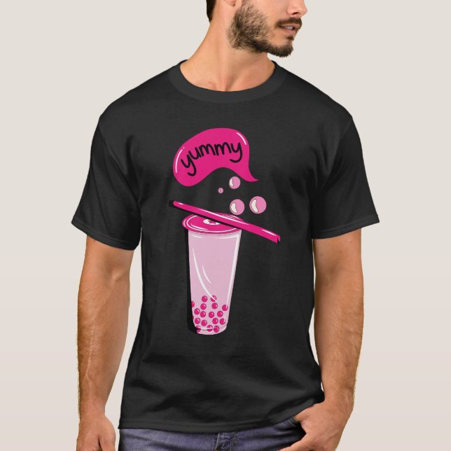 Camiseta boba té burbuja leche matcha té amante té rosado (Anverso)