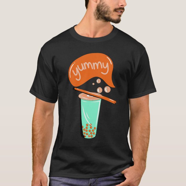 Camiseta boba té burbuja leche matcha té té marrón amante (Anverso)