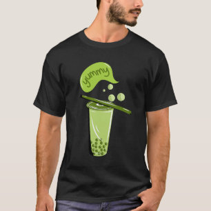 Camiseta boba té burbuja leche matcha té té verde amante
