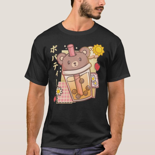 Camiseta Boba Tea Bear Bubble Tea Kawaii Anime Bear (Anverso)