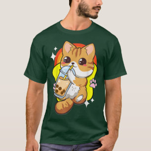 Camiseta Boba Tea Bubble Tea Cat Anime Kawaii Neko Lover Ja