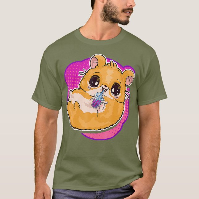 Camiseta Boba Tea Bubble Tea Cute Kawaii Hamster Regalo (Anverso)