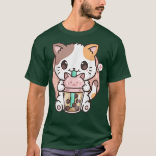 Camiseta Boba Tea Cat Bubble Tea Cat Kawaii Anime Neko