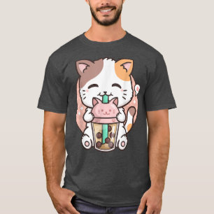 Camiseta Boba Tea Cat Bubble Tea Cat Leche Té Kawaii Anime