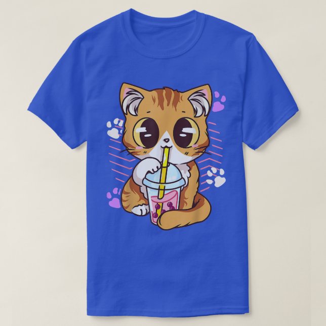 Camiseta Boba Tea Cat Bubble Tea Kawaii Anime Chica japonés (Diseño del anverso)