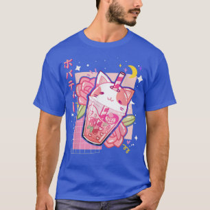 Camiseta Boba Tea Cat Bubble Tea Kawaii Anime Chica japonés