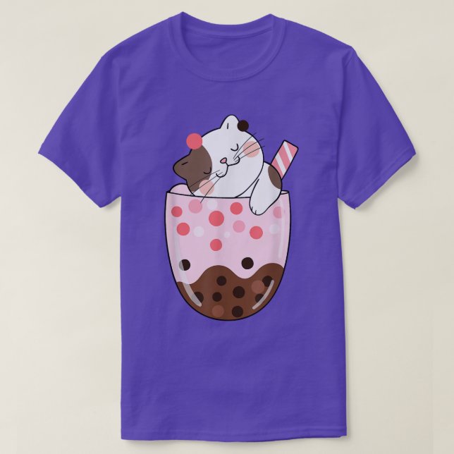 Camiseta Boba Tea Cat Bubble Tea Kawaii Anime Chica japonés (Diseño del anverso)
