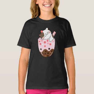 Camiseta Boba Tea Cat Bubble Tea Kawaii Anime Chica japonés