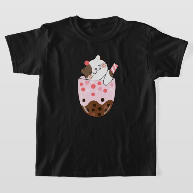 Camiseta Boba Tea Cat Bubble Tea Kawaii Anime Chica japonés (Distribución)