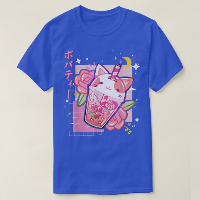 Camiseta Boba Tea Cat Bubble Tea Kawaii Anime Chica japonés (Diseño del anverso)