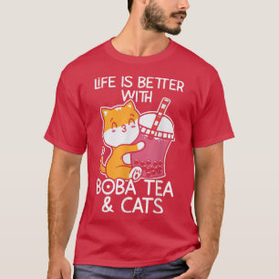 Camiseta Boba Tea Cat Bubble Tea Kawaii Anime Leche Japones