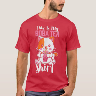 Camiseta Boba Tea Cat Bubble Tea Kawaii Anime Leche Japones