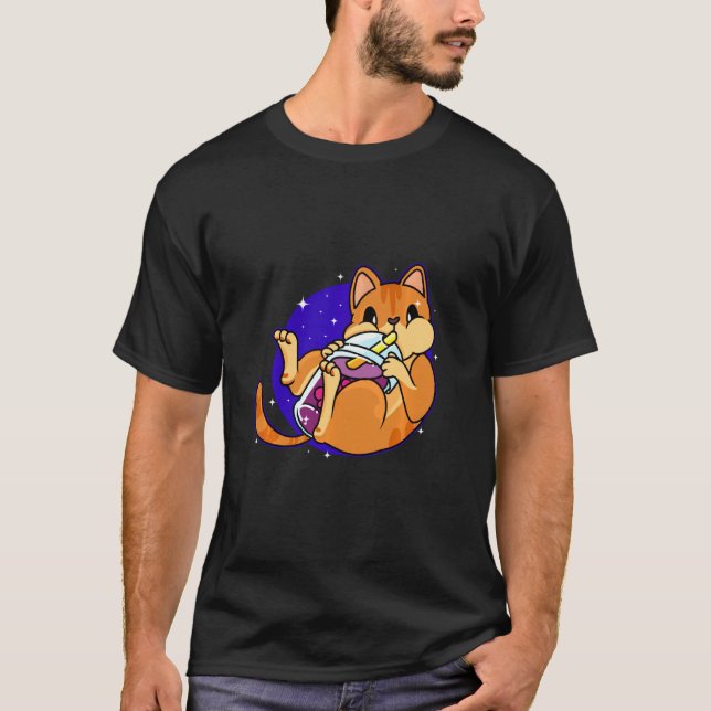Camiseta Boba Tea Cat Cortada Cat Con Té Boba (Anverso)