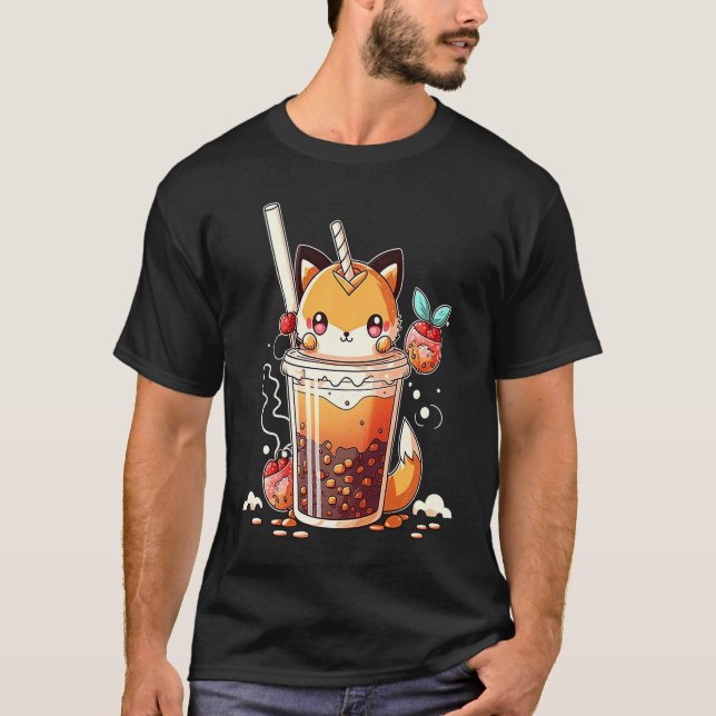 Camiseta Boba Tea  Chibi Bubble Tea Fox (Anverso)