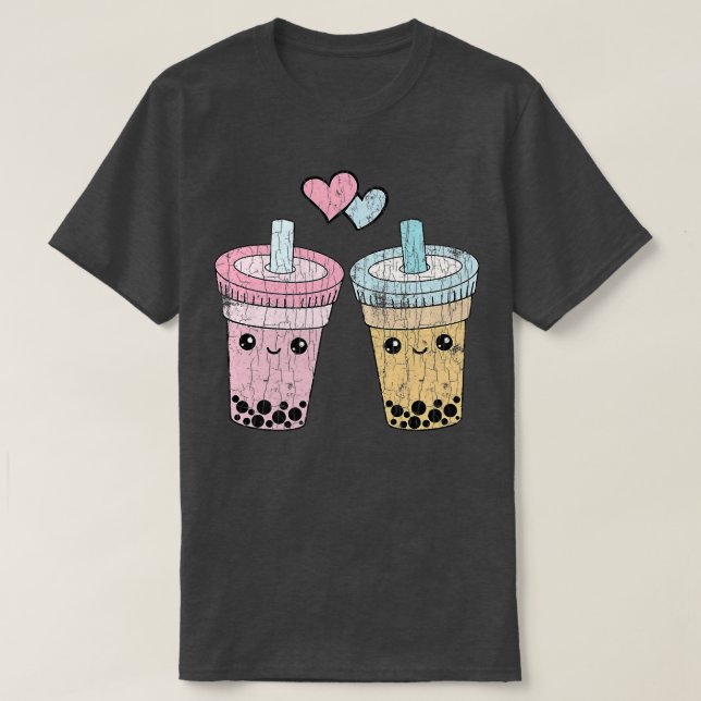 Camiseta Boba Tea Couples Funny Bubble Milk Lover Graphic P (Diseño del anverso)