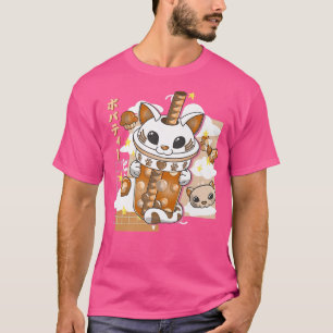 Camiseta Boba Tea Cute Cat Bubble Tea Kawaii Anime Japonés