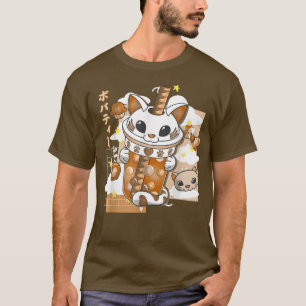 Camiseta Boba Tea Cute Cat Bubble Tea Kawaii Anime Japonés