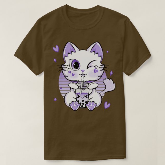 Camiseta Boba Tea Drink Kawaii Neko Cat Boba (Diseño del anverso)