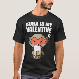Camiseta Boba Tea es mi Valentine Macaque Monkey Anti Valen