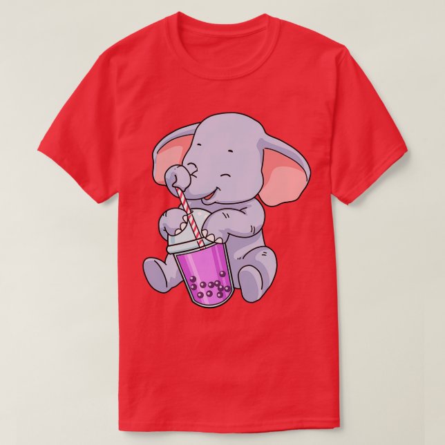 Camiseta Boba Tea Gift Mujeres Elefante Regalo Bubble Tea (Diseño del anverso)