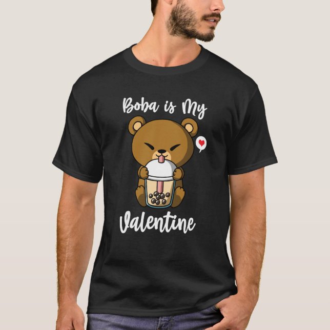 Camiseta Boba Tea is My Valentine Bear Anti Valentines Day (Anverso)