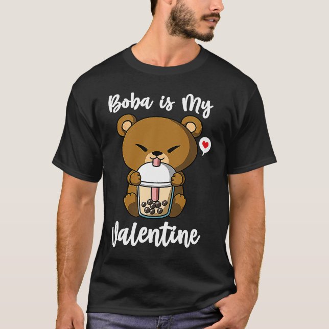 Camiseta Boba Tea is My Valentine Bear Anti Valentines Day (Anverso)