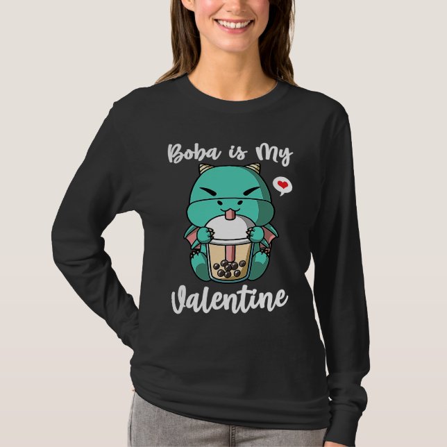 Camiseta Boba Tea is My Valentine Dragon Anti Valentines Da (Anverso)