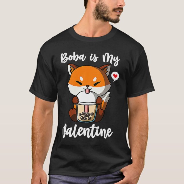 Camiseta Boba Tea is My Valentine Fox Anti Valentines Day (Anverso)