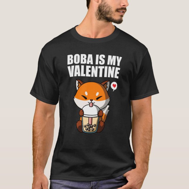 Camiseta Boba Tea is My Valentine Fox Anti Valentines Day (Anverso)