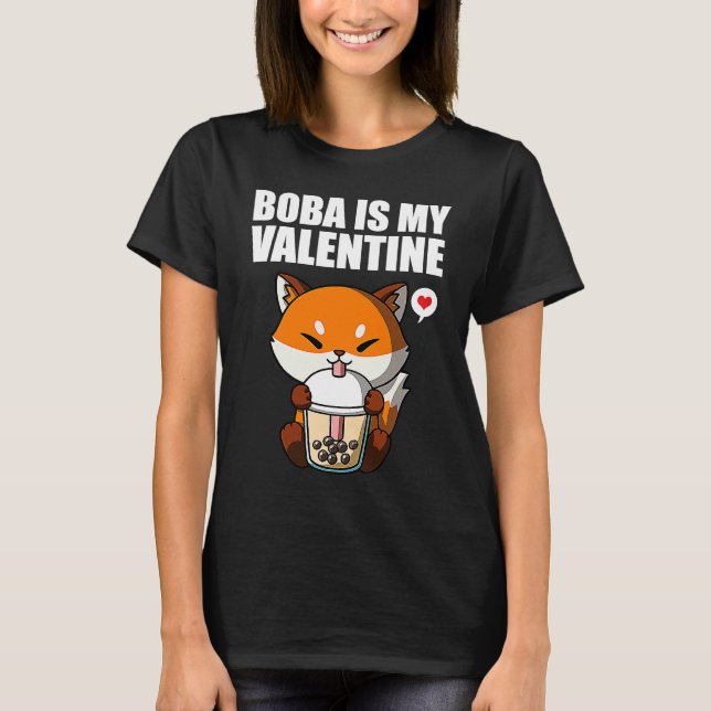 Camiseta Boba Tea is My Valentine Fox Anti Valentines Day 1 (Anverso)