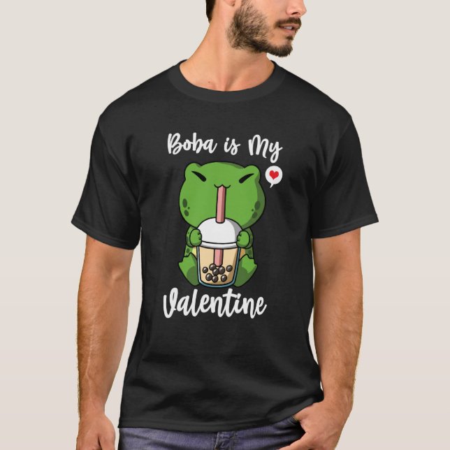 Camiseta Boba Tea is My Valentine Frog Anti Valentines Day (Anverso)